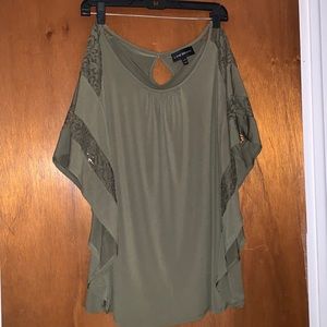 Olive green Lane Bryant butterfly sleeve shirt